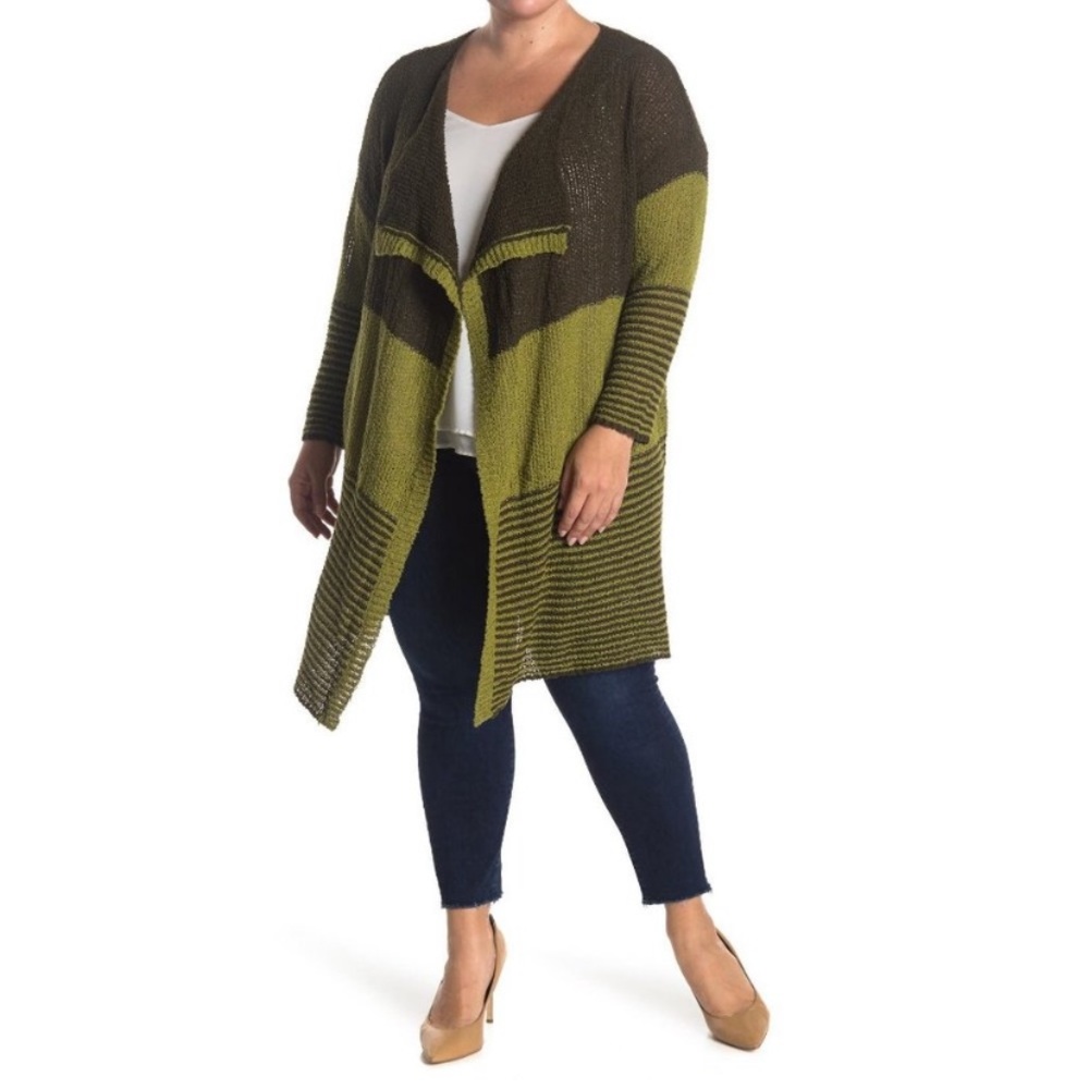 Stitchdrop Combo Large Open Front Knit Cardigan